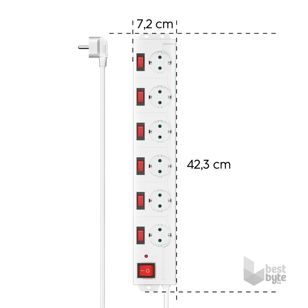 Hama 00223159 6 aljzat 1,4m fehér kapcsolós elosztó
