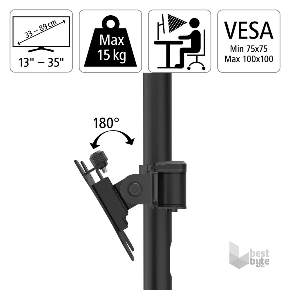 Hama 118494 Full Motion 13"-35" dupla VESA 100x100 asztali monitor tartó konzol