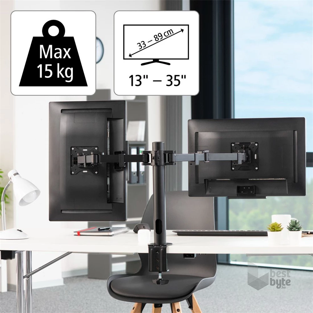 Hama 118494 Full Motion 13"-35" dupla VESA 100x100 asztali monitor tartó konzol