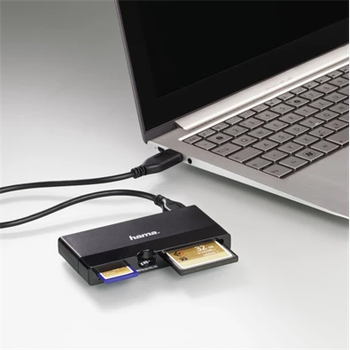 Hama 124185 USB 3.0 UHS-II SD/MicroSD/CF fekete kártyaolvasó