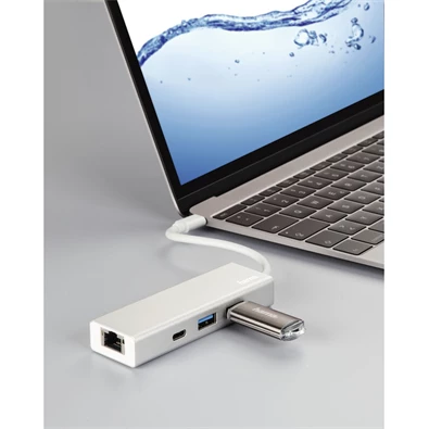 Hama 135757 ezüst USB 3.1 Type-C HUB (2x USB, 1x USB TYPE-C, 1x LAN)