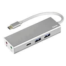 Hama 135758 ezüst USB 3.1 Type-C HUB (2x USB, 1x USB TYPE-C, 3,5MM JACK)