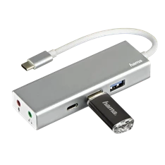 Hama 135758 ezüst USB 3.1 Type-C HUB (2x USB, 1x USB TYPE-C, 3,5MM JACK)