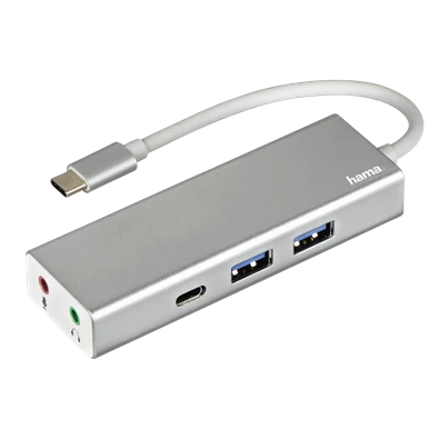 Hama 135758 ezüst USB 3.1 Type-C HUB (2x USB, 1x USB TYPE-C, 3,5MM JACK)