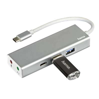 Hama 135758 ezüst USB 3.1 Type-C HUB (2x USB, 1x USB TYPE-C, 3,5MM JACK)