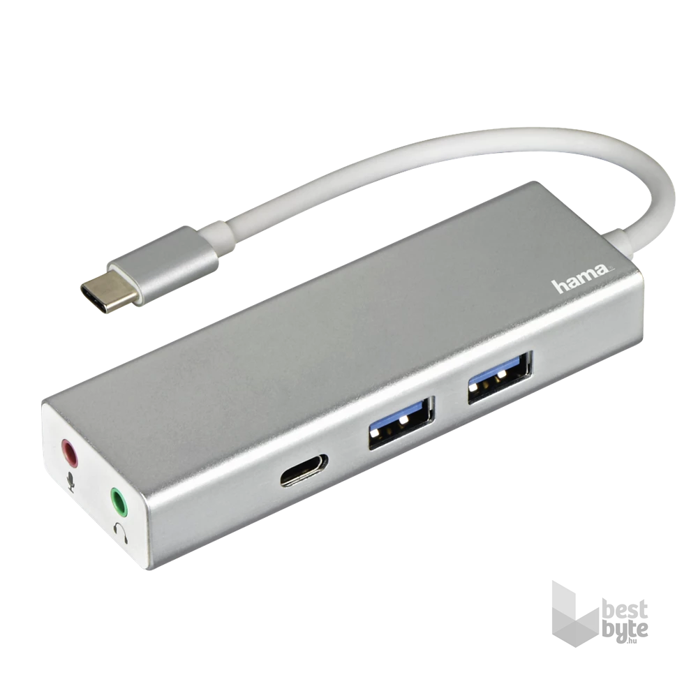 Hama 135758 ezüst USB 3.1 Type-C HUB (2x USB, 1x USB TYPE-C, 3,5MM JACK)