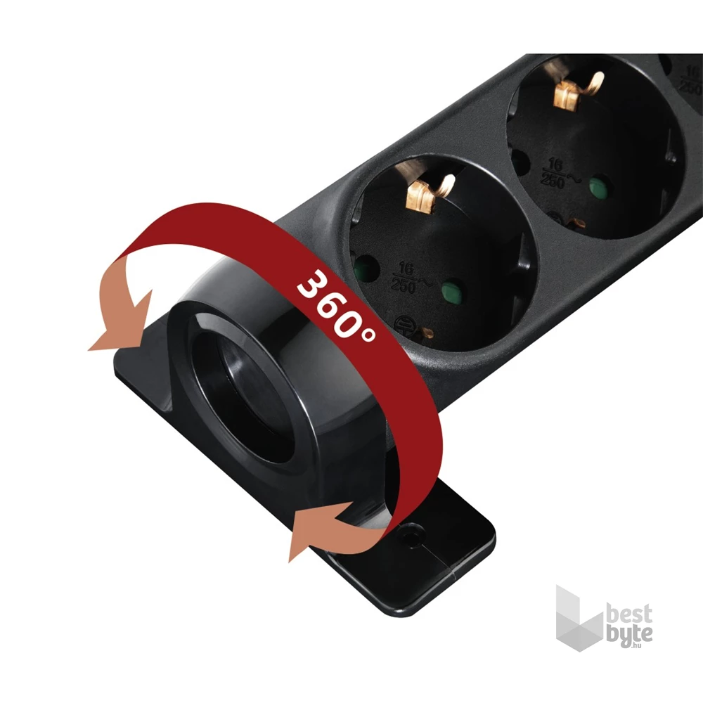 Hama 137256 túlfeszültség védett 6-os fekete hálózati elosztó