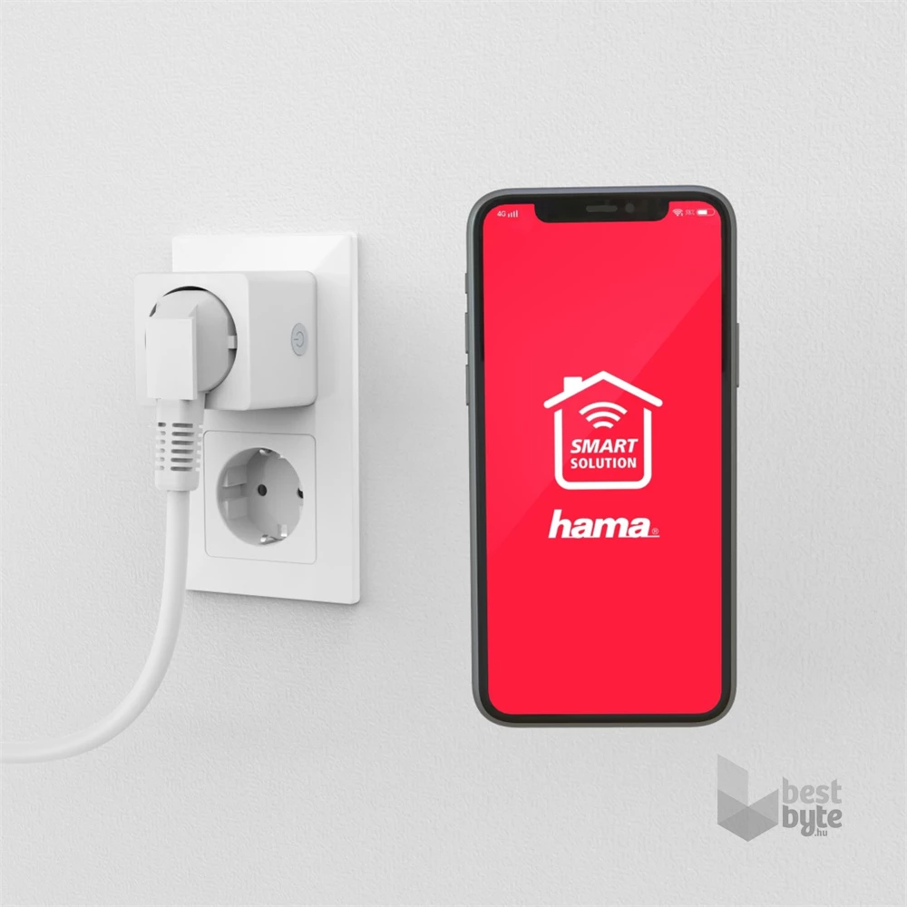 Hama 176575 3680W-os fogyasztásmérős okos WiFi mini konnektor