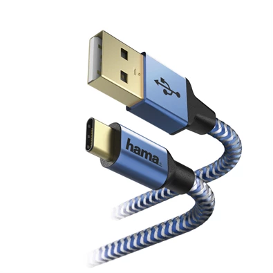 Hama 178295 "Reflective" USB Type-C kék 1,5m adatkábel