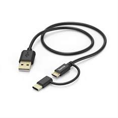 Hama 178327 micro USB - USB Type-C 2in1 fekete 1m adatkábel