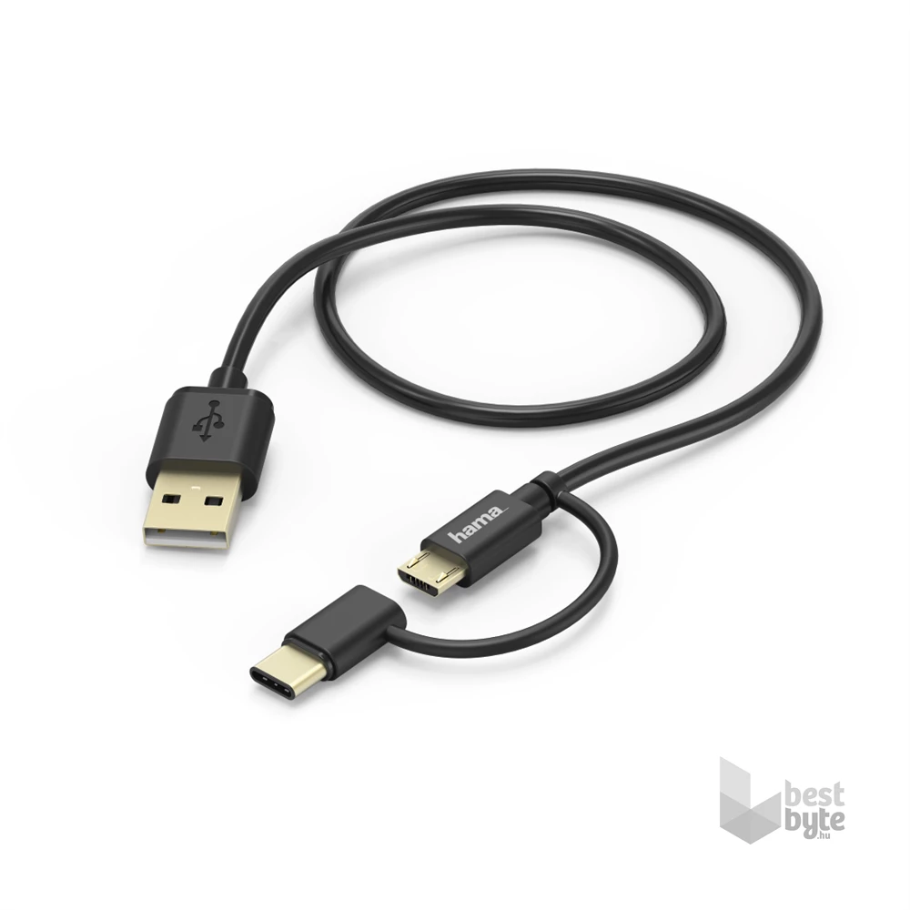 Hama 178327 micro USB - USB Type-C 2in1 fekete 1m adatkábel