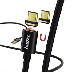 Hama 178374 fekete 1m mágneses csatlakozós USB Type-C adatkábel