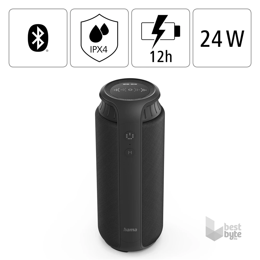 Hama 188200 "PIPE 2.0", 24W fekete bluetooth hangszóró