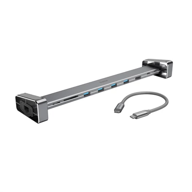 Hama 200103 ezüst USB 3.1 Type-C 9in1 HUB (USB 3.1, HDMI, LAN, USB-C, PD, SD)