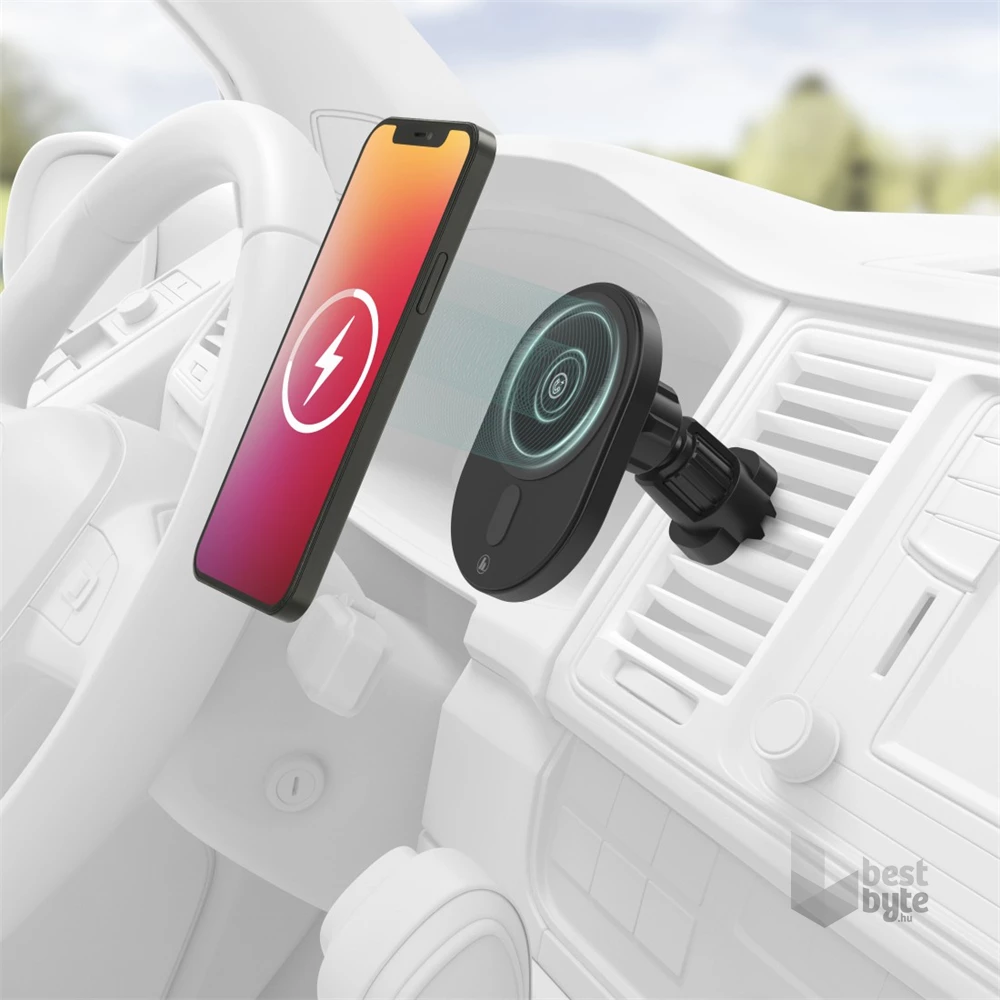 Hama 201676 "Magcharge" FIC E3 15W fekete vezeték nélküli autós iPhone töltő