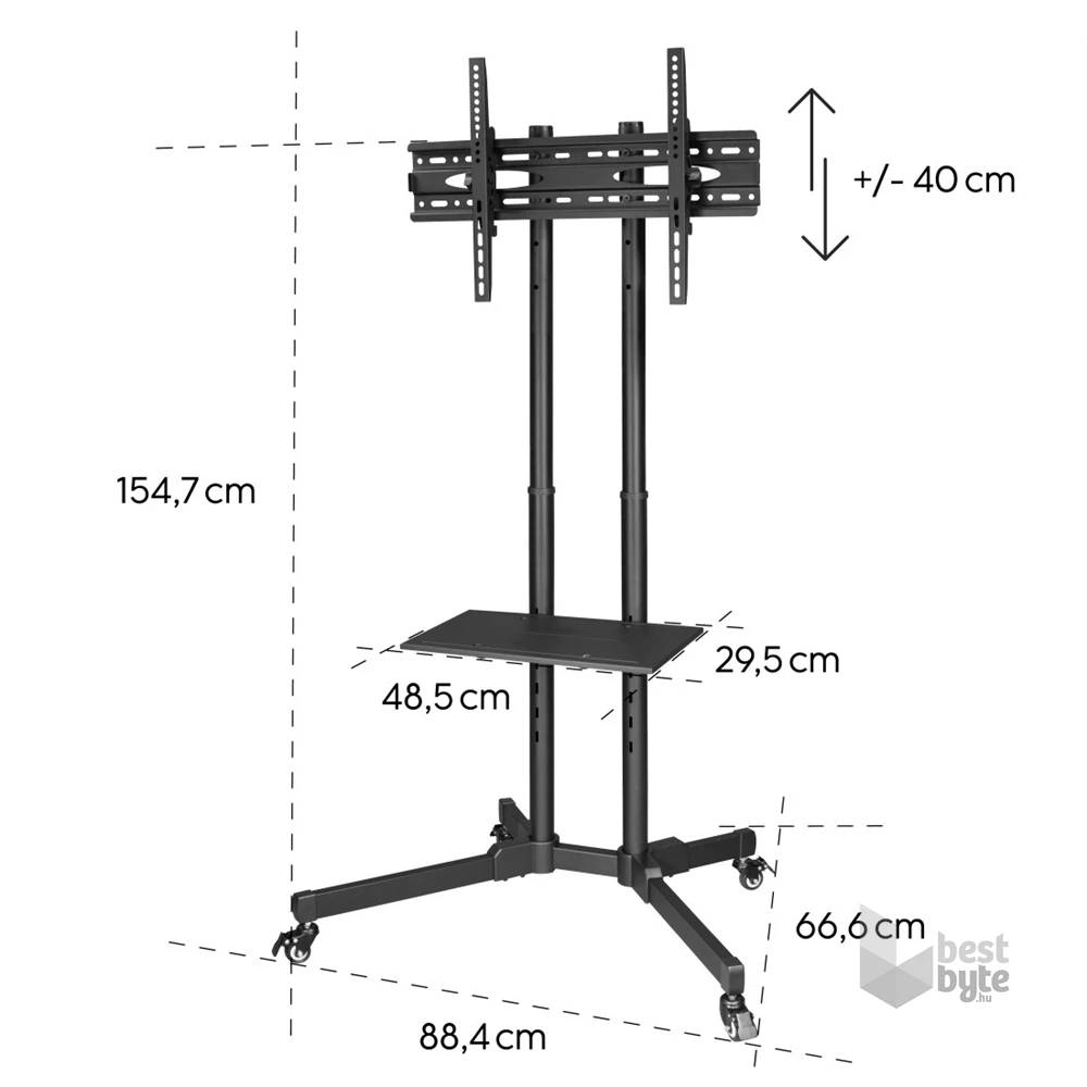 Hama 220874 75"-ig "FITV" Trolley gurulós TV tartó állvány
