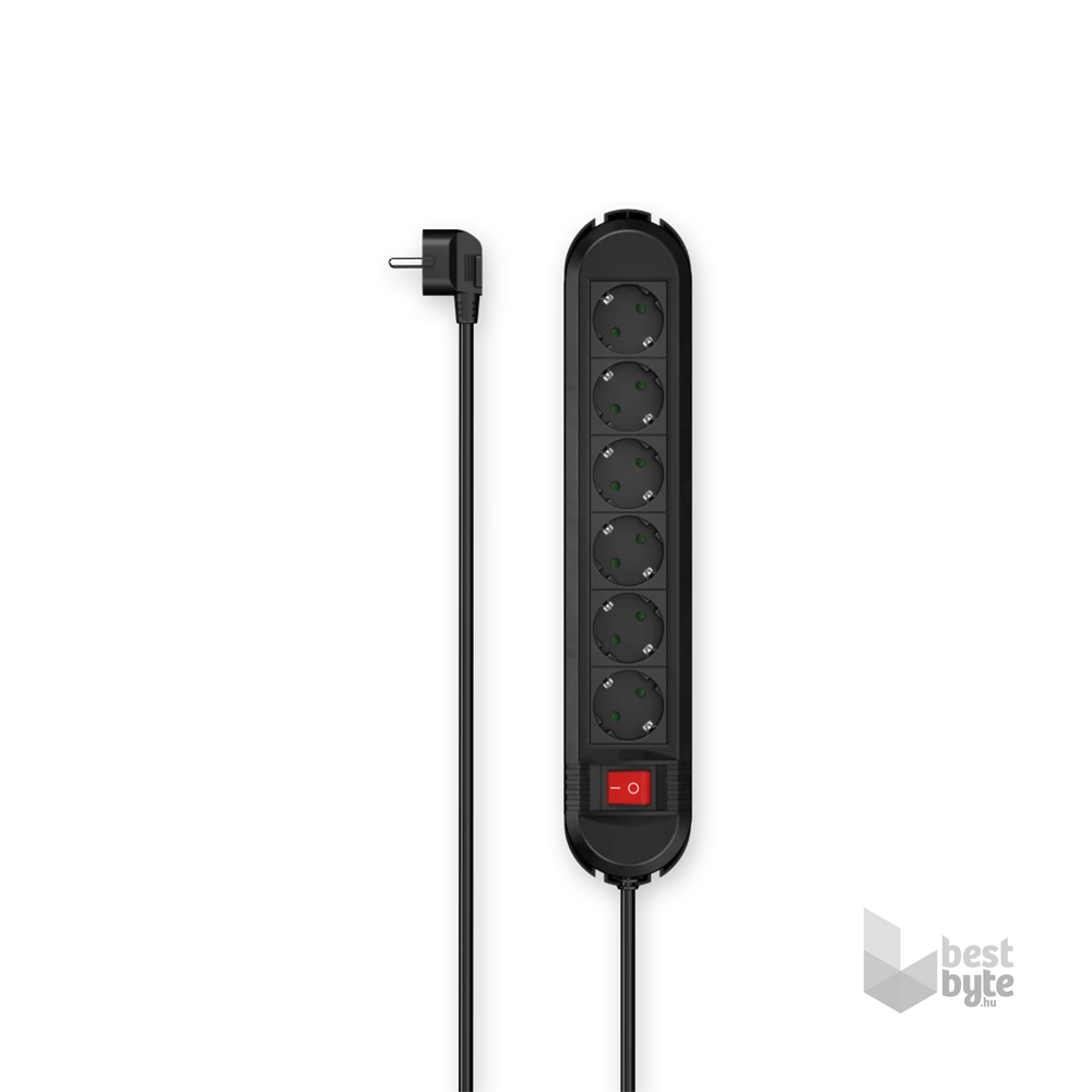 Hama 223037 "Colour" FIP 6-os 1,5m fekete hálózati elosztó