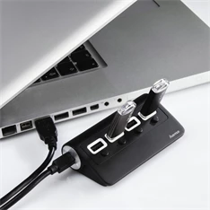 Hama 4 portos fekete kapcsolós USB 2.0 HUB