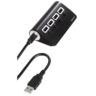 Hama 4 portos fekete kapcsolós USB 2.0 HUB