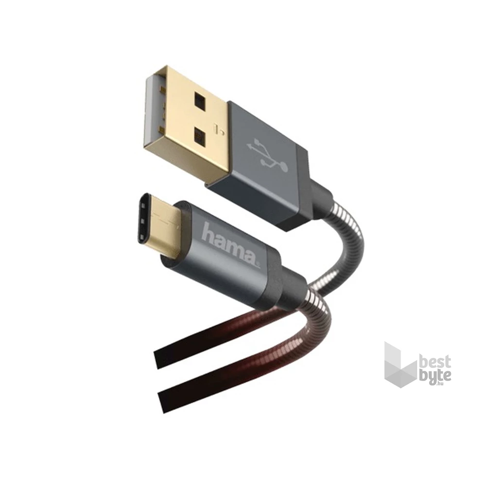 Hama "Elite" 173636 USB 2.0 Type-C- USB A fekete 1,5m adatkábel
