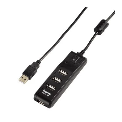 Hama 54590 fekete 4 portos fekete kapcsolós USB 2.0 HUB