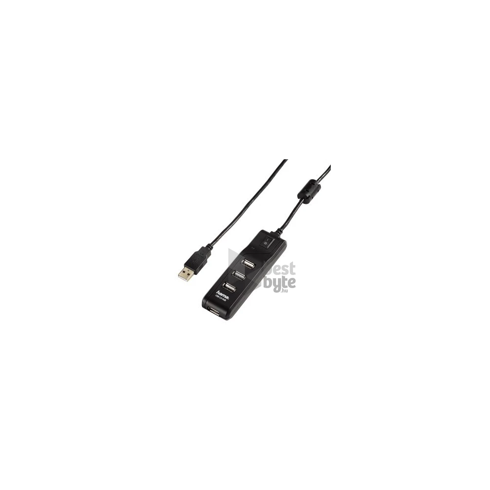 Hama 54590 fekete 4 portos fekete kapcsolós USB 2.0 HUB