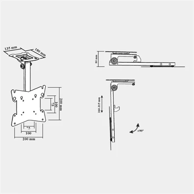 Harmantrade CM100 17"-40" fekete mennyezeti TV konzol