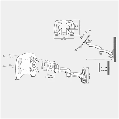 Harmantrade LS30 fekete-fehér fali notebook tartó