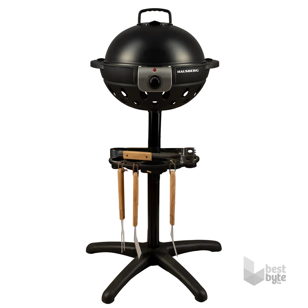 Hausberg HB-540 1600W  állvánnyal, 39,5cm grill átmérő, 5 fokozat, elektromos barbeque grillszett