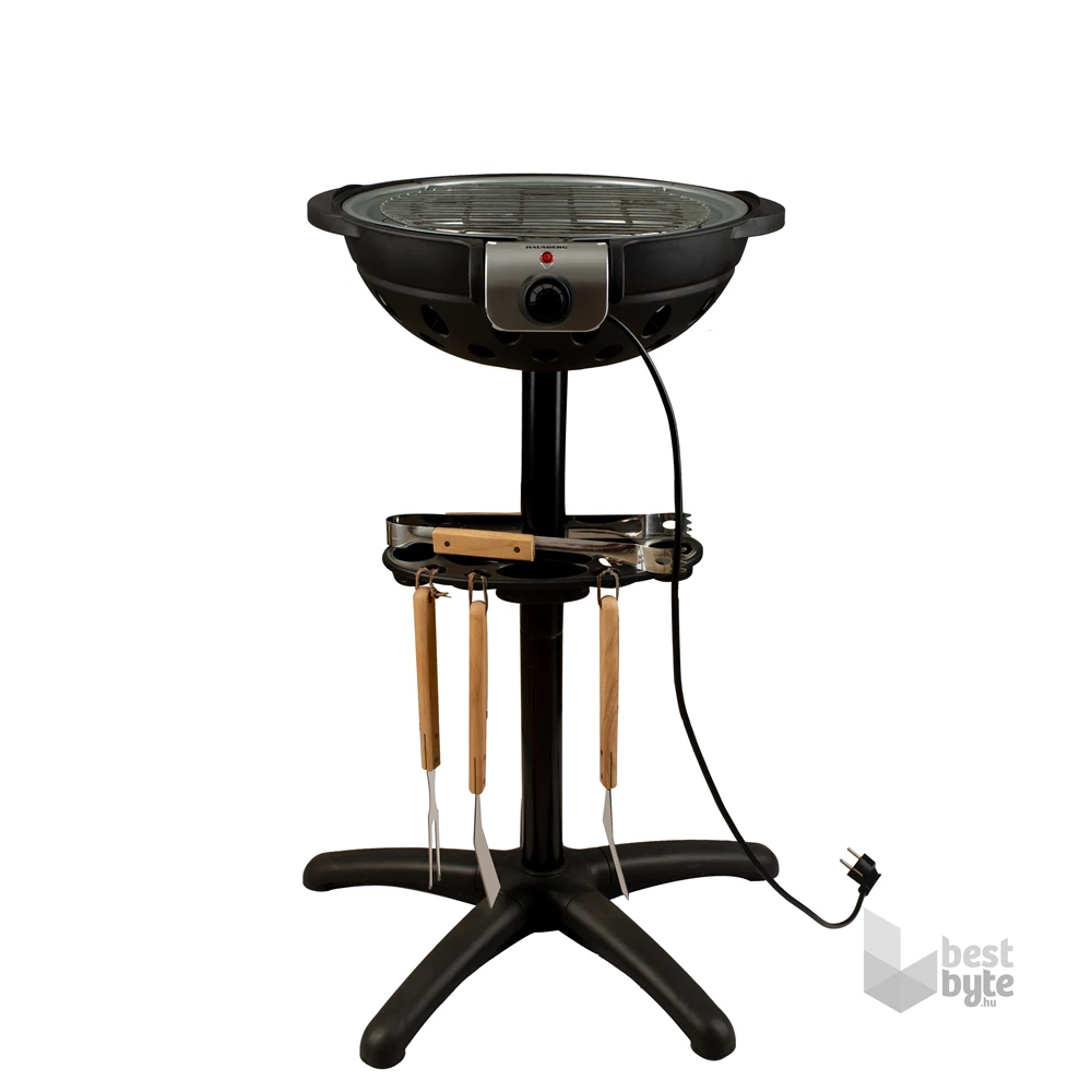 Hausberg HB-540 1600W  állvánnyal, 39,5cm grill átmérő, 5 fokozat, elektromos barbeque grillszett
