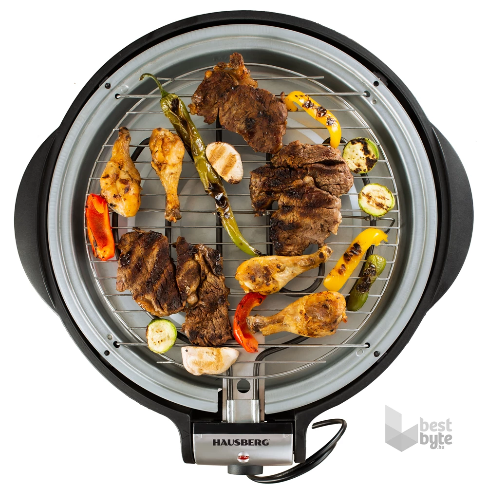 Hausberg HB-540 1600W  állvánnyal, 39,5cm grill átmérő, 5 fokozat, elektromos barbeque grillszett