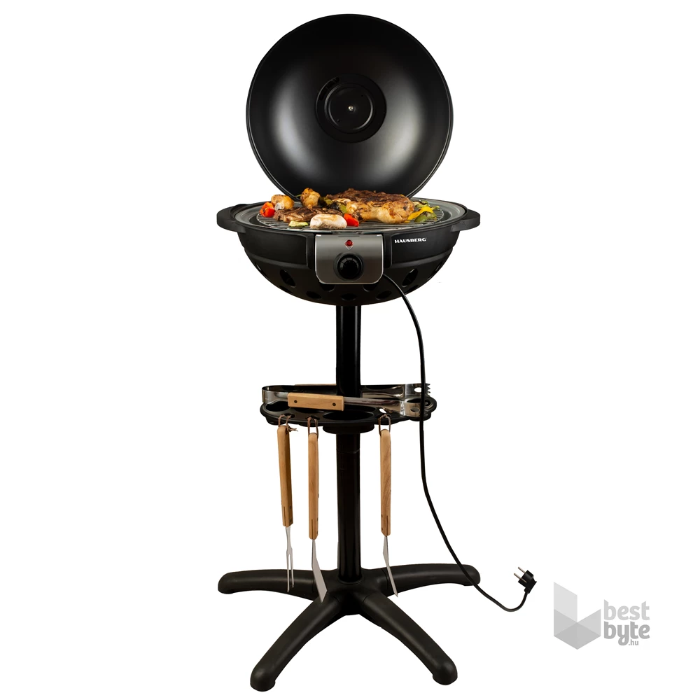 Hausberg HB-540 1600W  állvánnyal, 39,5cm grill átmérő, 5 fokozat, elektromos barbeque grillszett