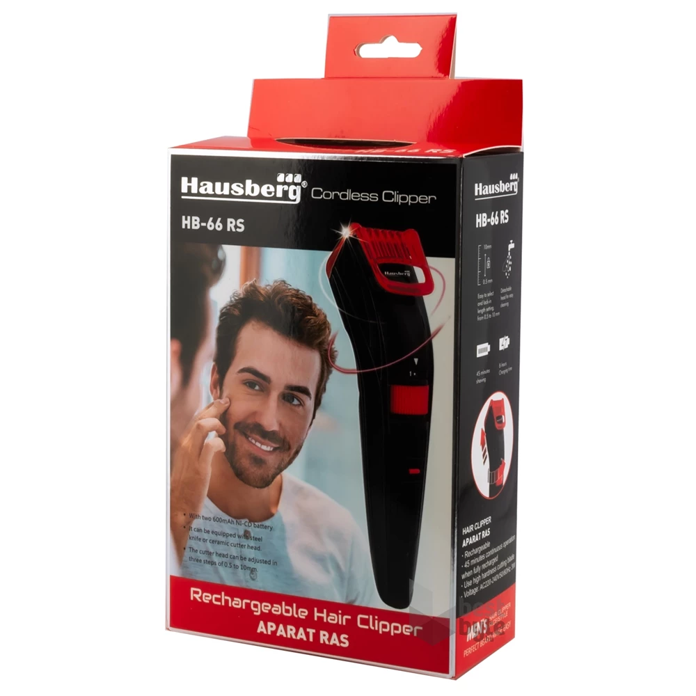 Hausberg HB-66RS vörös-fekete akkumulátoros haj- és szakállvágó