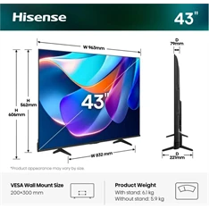 Hisense 43" 43A6S 4K UHD Smart LED TV
