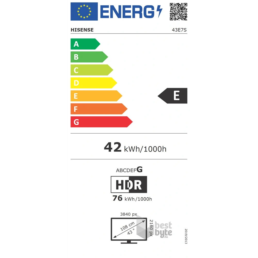 Hisense 43" 43E7S 4K UHD Smart QLED TV