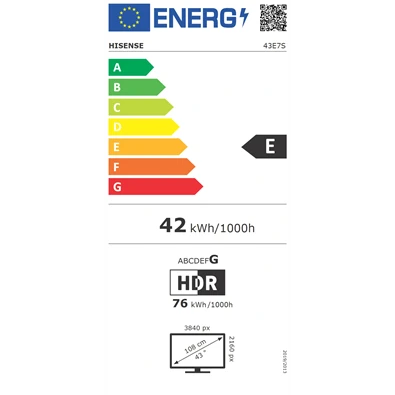 Hisense 43" 43E7S 4K UHD Smart QLED TV