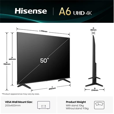 Hisense 50" 50A6Q 4K UHD Smart LED TV