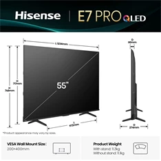 Hisense 55" 55E7QPRO 4K UHD Smart Gamer QLED TV (Újracsomagolt)