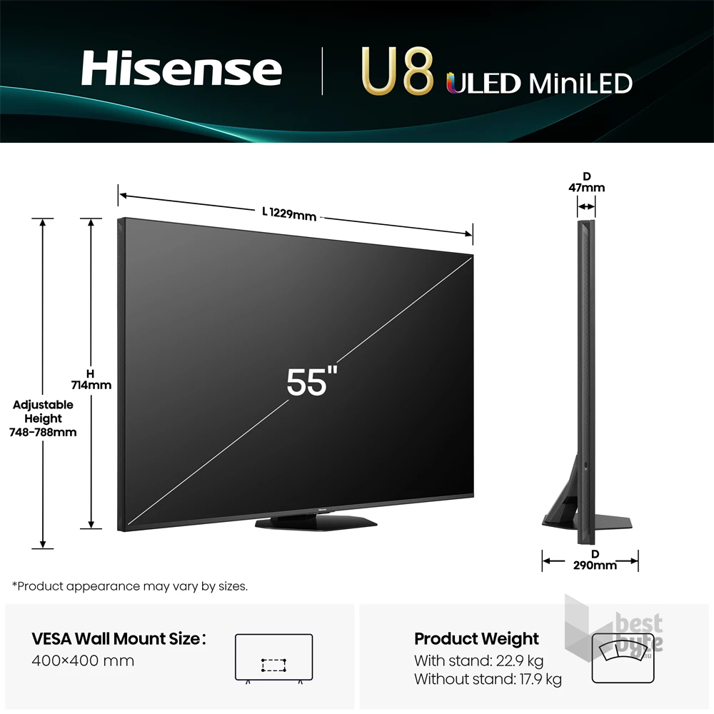 Hisense 55" 55U8Q 4K UHD Smart MiniLED ULED TV