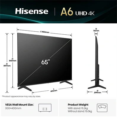 Hisense 65" 65A6Q 4K UHD Smart LED TV (Újszerű)