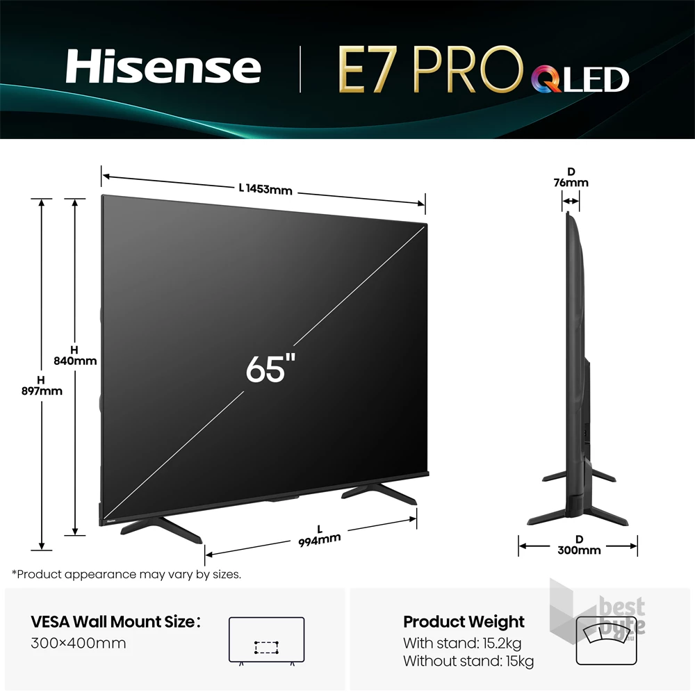 Hisense 65" 65E7QPRO 4K UHD Smart Gamer QLED TV
