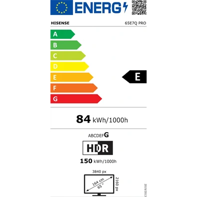 Hisense 65" 65E7QPRO 4K UHD Smart Gamer QLED TV (Újracsomagolt)