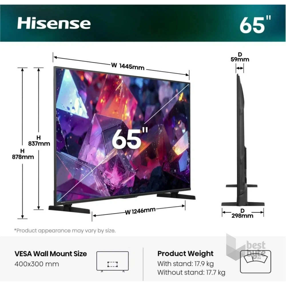 Hisense 65" 65E7S PRO 4K UHD Smart QLED TV