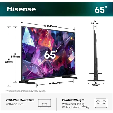 Hisense 65" 65E7S PRO 4K UHD Smart QLED TV