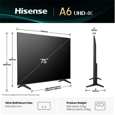 Hisense 75" 75A6Q 4K UHD Smart LED TV