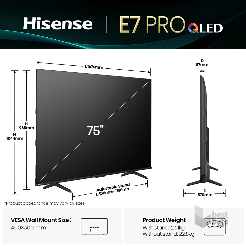Hisense 75" 75E7QPRO 4K UHD Smart Gamer QLED TV