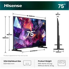 Hisense 75" 75E7S PRO 4K UHD Smart QLED TV