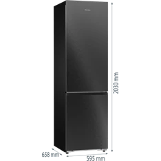 Hisense RB5P410SBFC fekete, alulfagyasztós, Hűtő:283L, Fagyasztó:130L, Total No frost hűtőszekrény