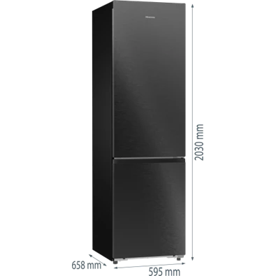 Hisense RB5P410SBFC fekete, alulfagyasztós, Hűtő:283L, Fagyasztó:130L, Total No frost hűtőszekrény