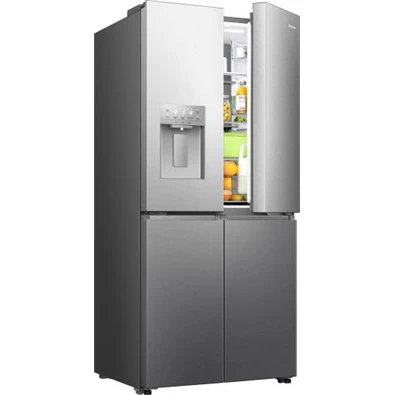 Hisense RQ5P470SYID szürke, négyajtós, Hűtő:304L, Fagyasztó:179L, Total No frost hűtőszekrény